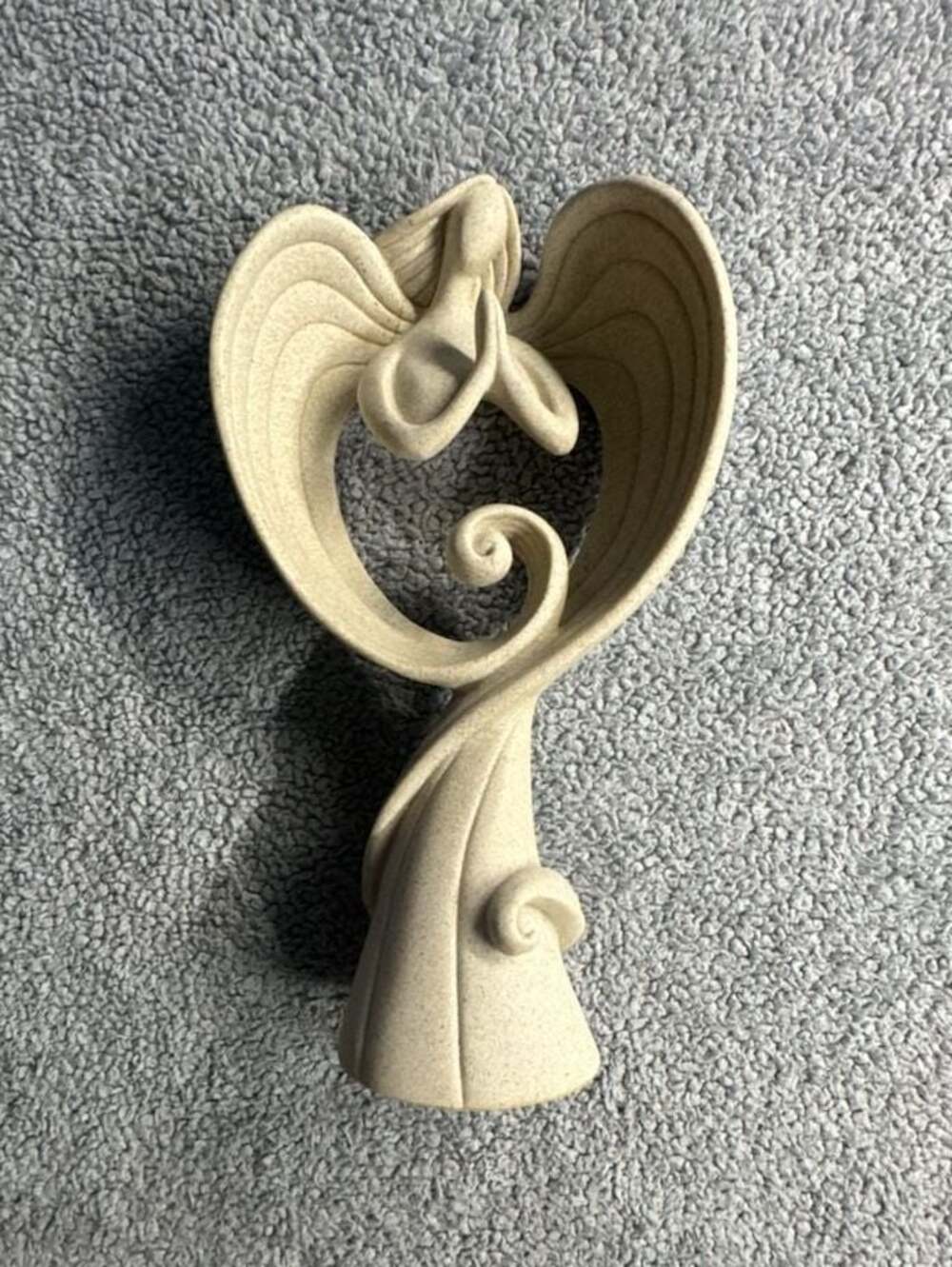 Vintage Herco Angel Sculpture Heart Wings Stone Look Gothic Decor 11.5” Ireland